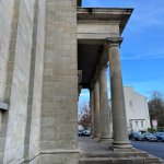 Side view of columns of a portico