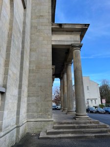 Side view of columns of a portico