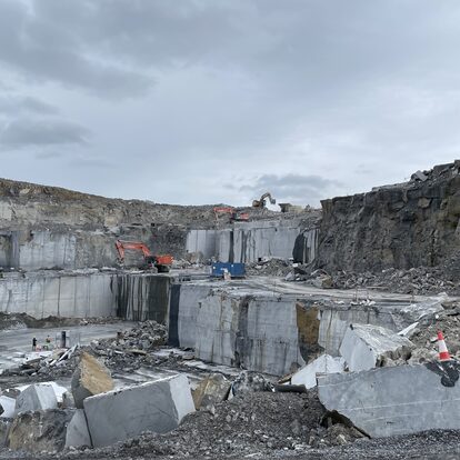 Grey limestone quarry face